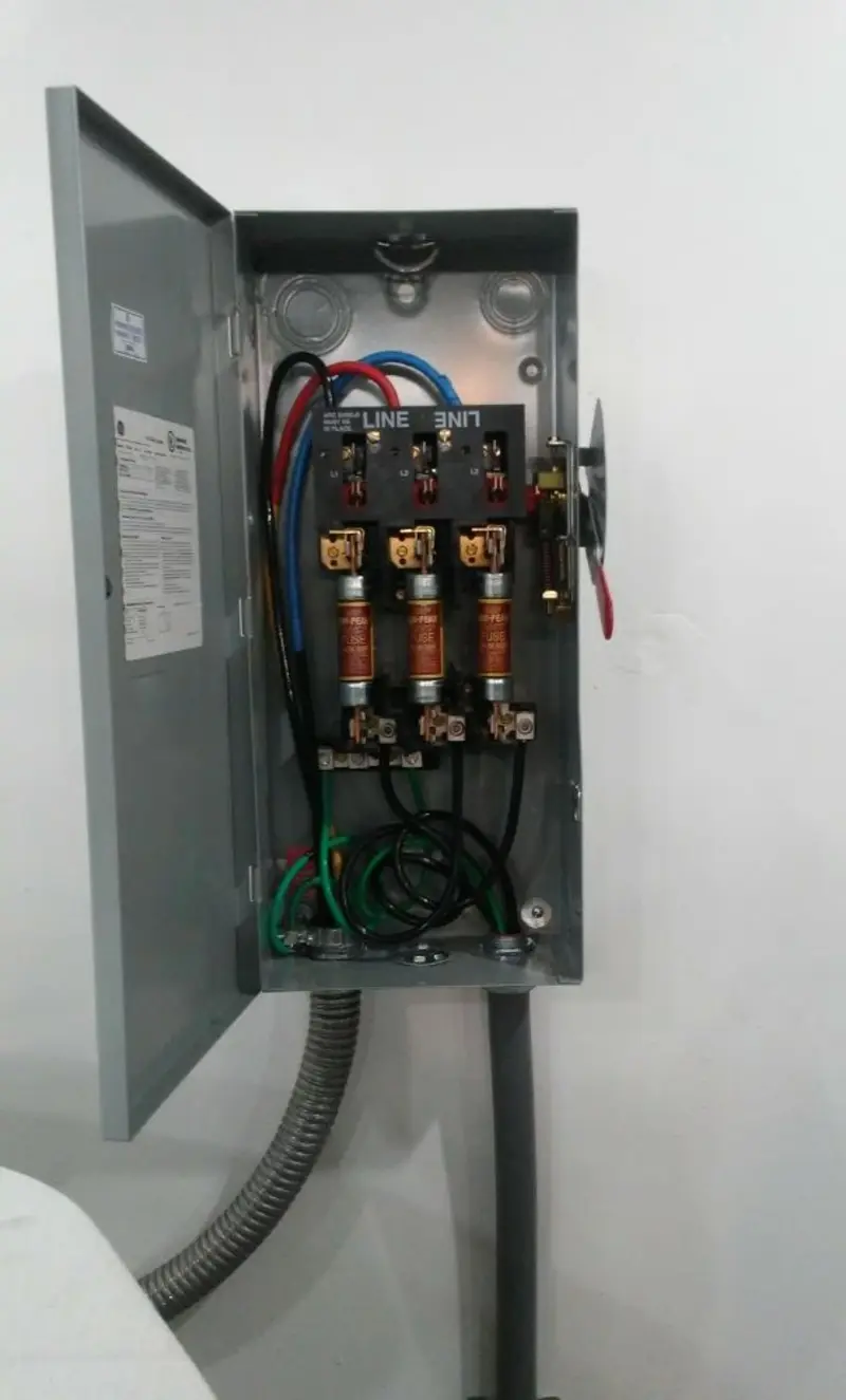 Three-phase disconnect switch installed for Electrical Wiring & Rewiring in Hebron
